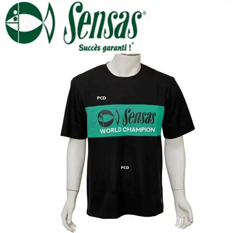 T-SHIRT MANCHES COURTES SENSAS FASHION CLUB NOIR ET VERT Réduction