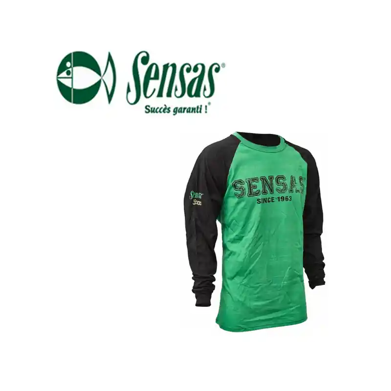 T-SHIRT MANCHES LONGUES SENSAS VERT ET NOIR Expédition Rapide