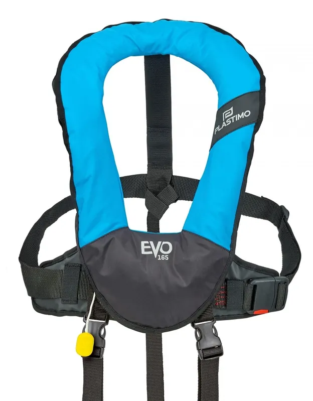 Gilet gonflable Plastimo Evo 165N automatique pro sensor turquoise + harnais Nouveauté