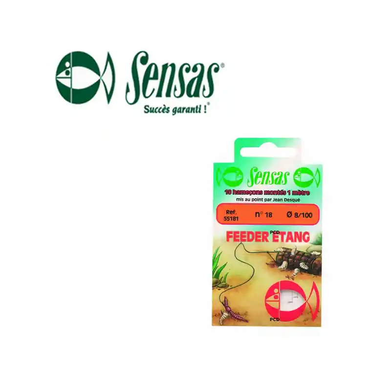 Nouveauté HAMECONS MONTES SENSAS FEEDER ETANG 100CM