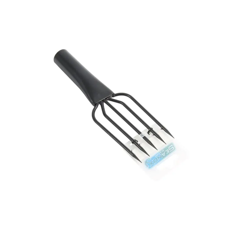 FOUENE ACIER NOIR 5 DENTS S/MANCHE Solde
