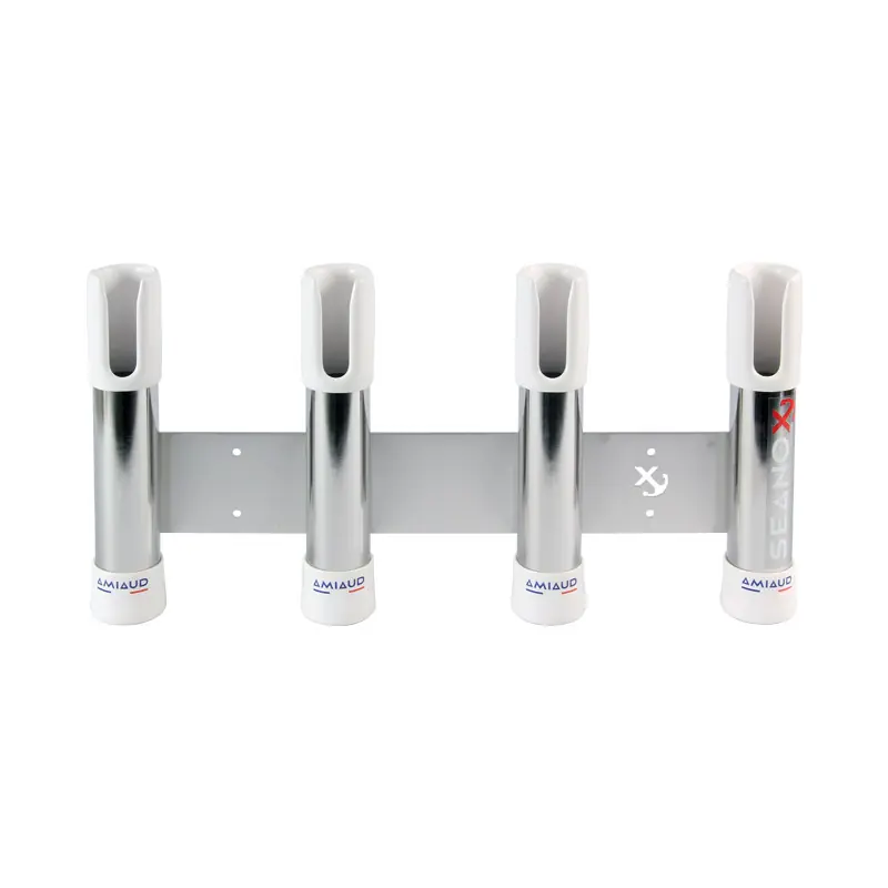 Authentique PORTE-CANNES 4 CANNES INOX EMBOUTS BLANCS SEANOX