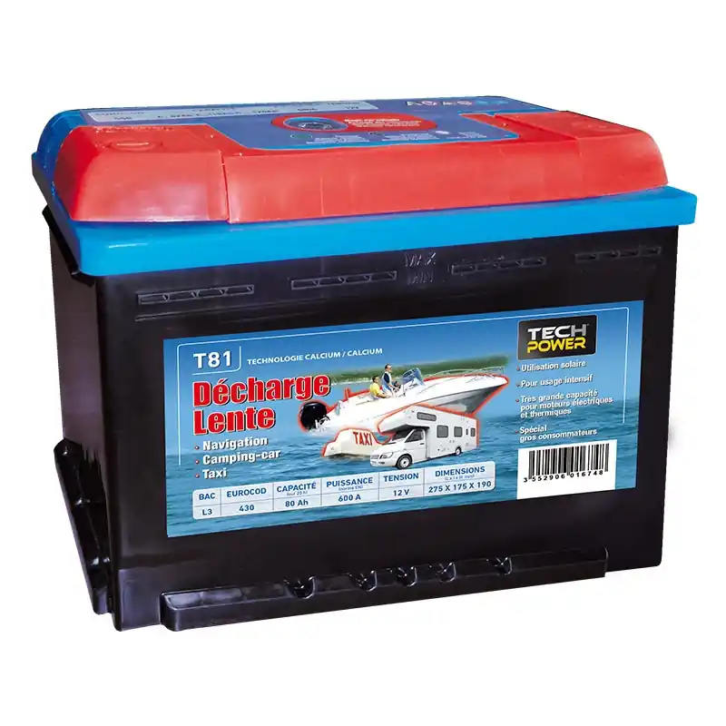 Batterie 12V marine à décharge lente Tech Power 80A Expédié Aujourd&rsquo;hui