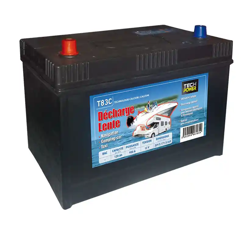 Offre Spéciale Batterie 12V 120Ah marine à décharge lente Tech Power Double borne filetée