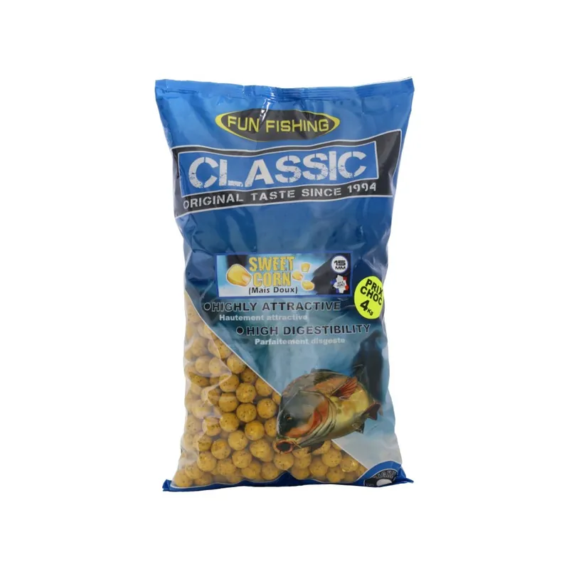 Bouillettes Classic Maïs Doux 15 mm 4 kg – appâts carpe Nouveauté