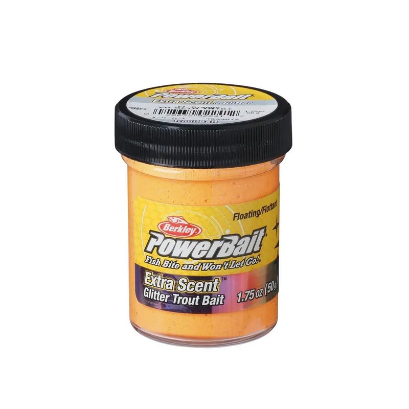 Authentique Berkley PowerBait Pâte à Truite Glitter Fluo Orange – 50g (1.75 oz)