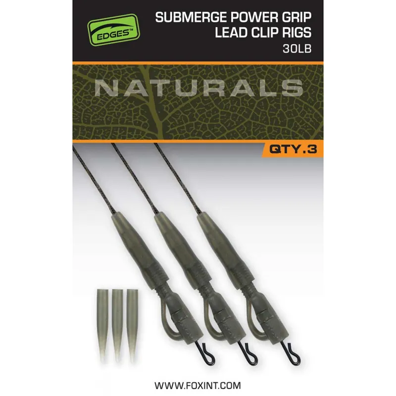 Naturals submerge power grip lead clip rigs 30lb X3 Fox Expédition Rapide